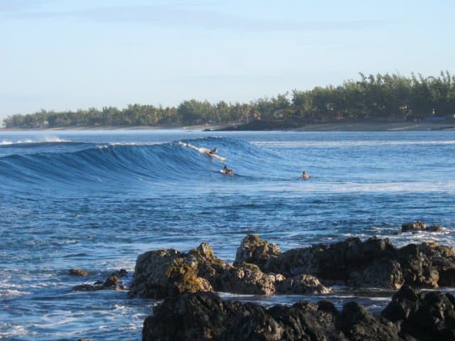 Surfing at Trois-Bassins, Ouest, France
