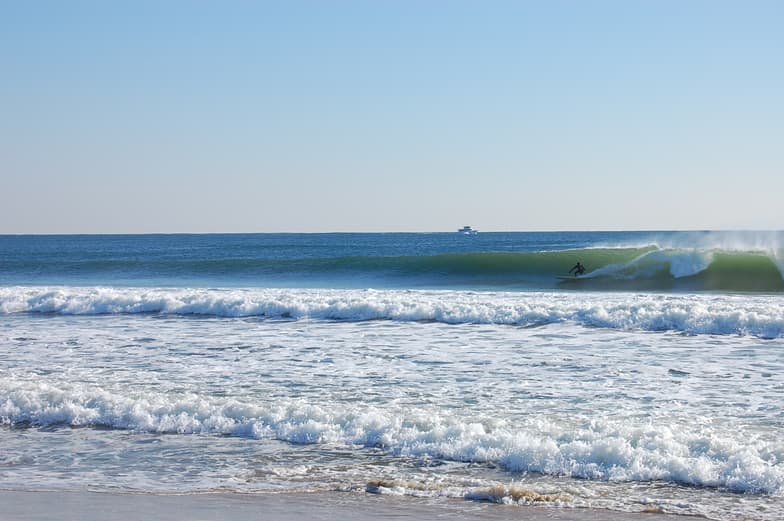 Surfing at Asbury Park, New Jersey, USA