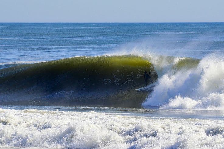 Surfing at Long Beach Island, New Jersey, USA