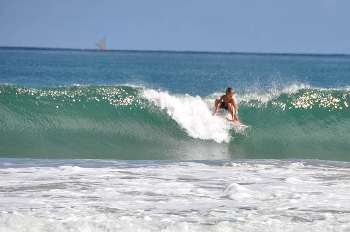 Surfing at Pine Trees (Kohanaiki), Big Island (Kona), USA