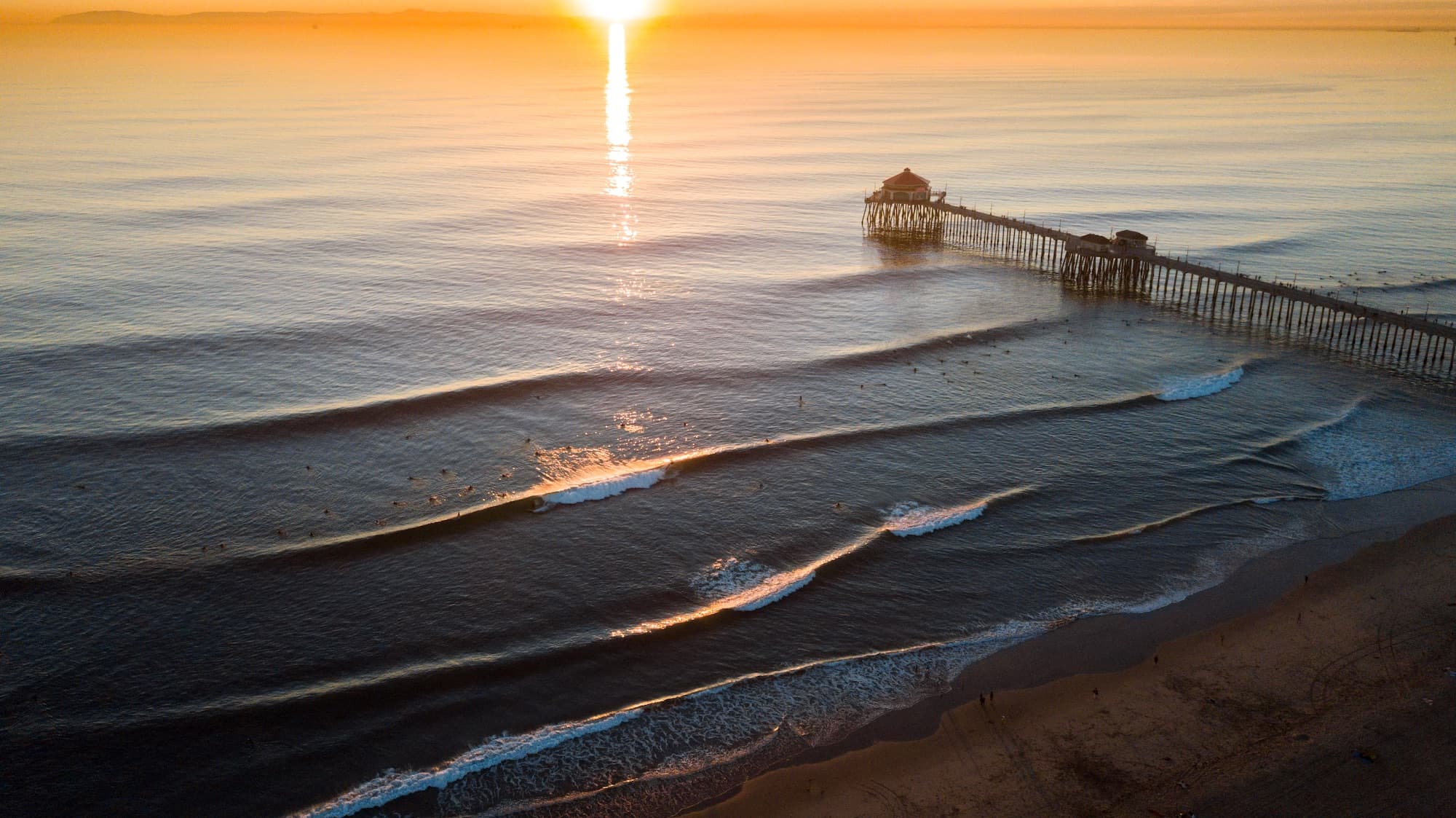 Surfing at Huntington Beach, Orange County, USA