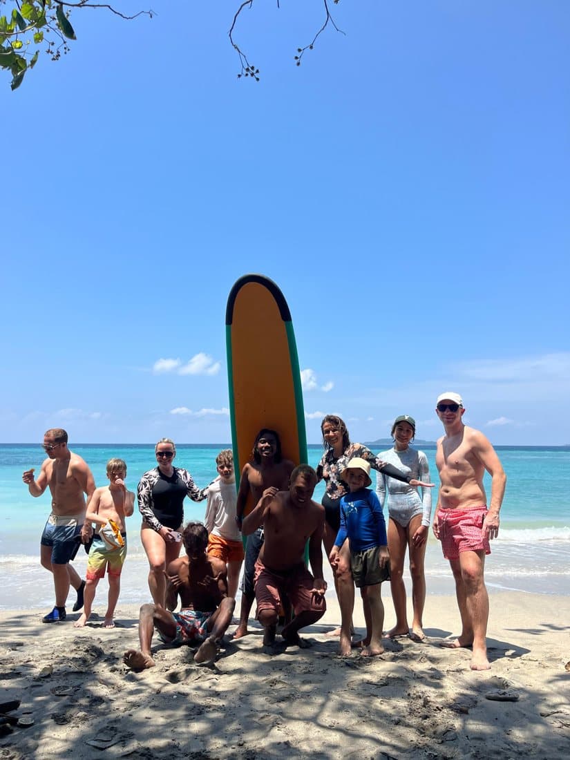 A group of students after a surf lesson