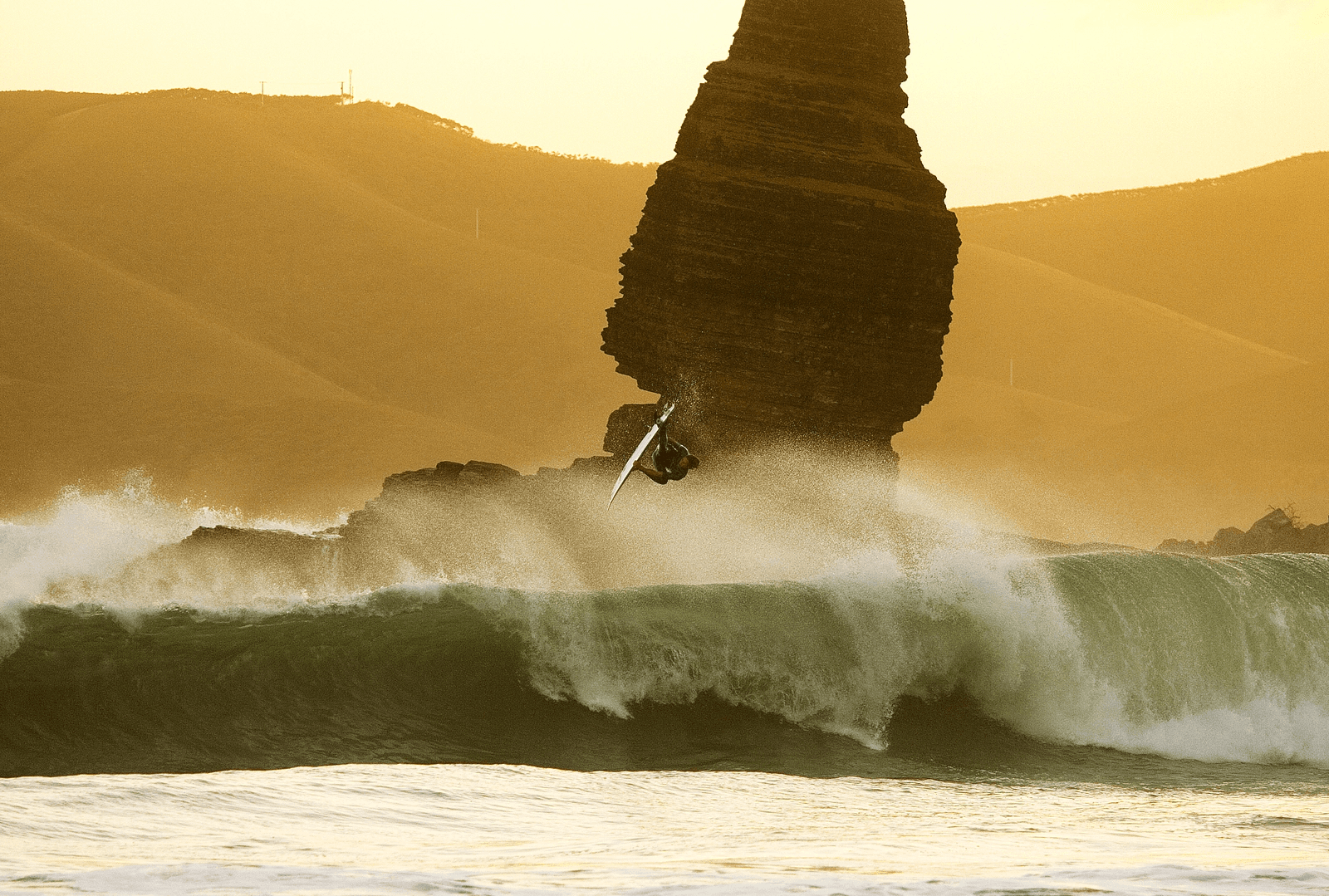 Surfing at Bourail (Roche Percée), Province Sud, France