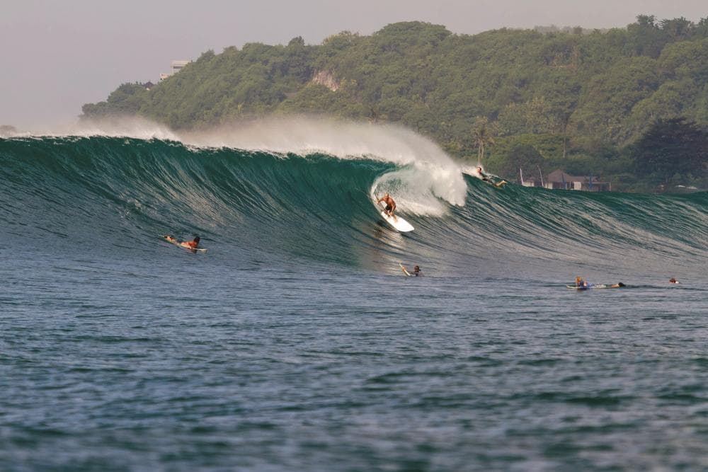 Surfing at Nusa Dua, Bali, Indonesia