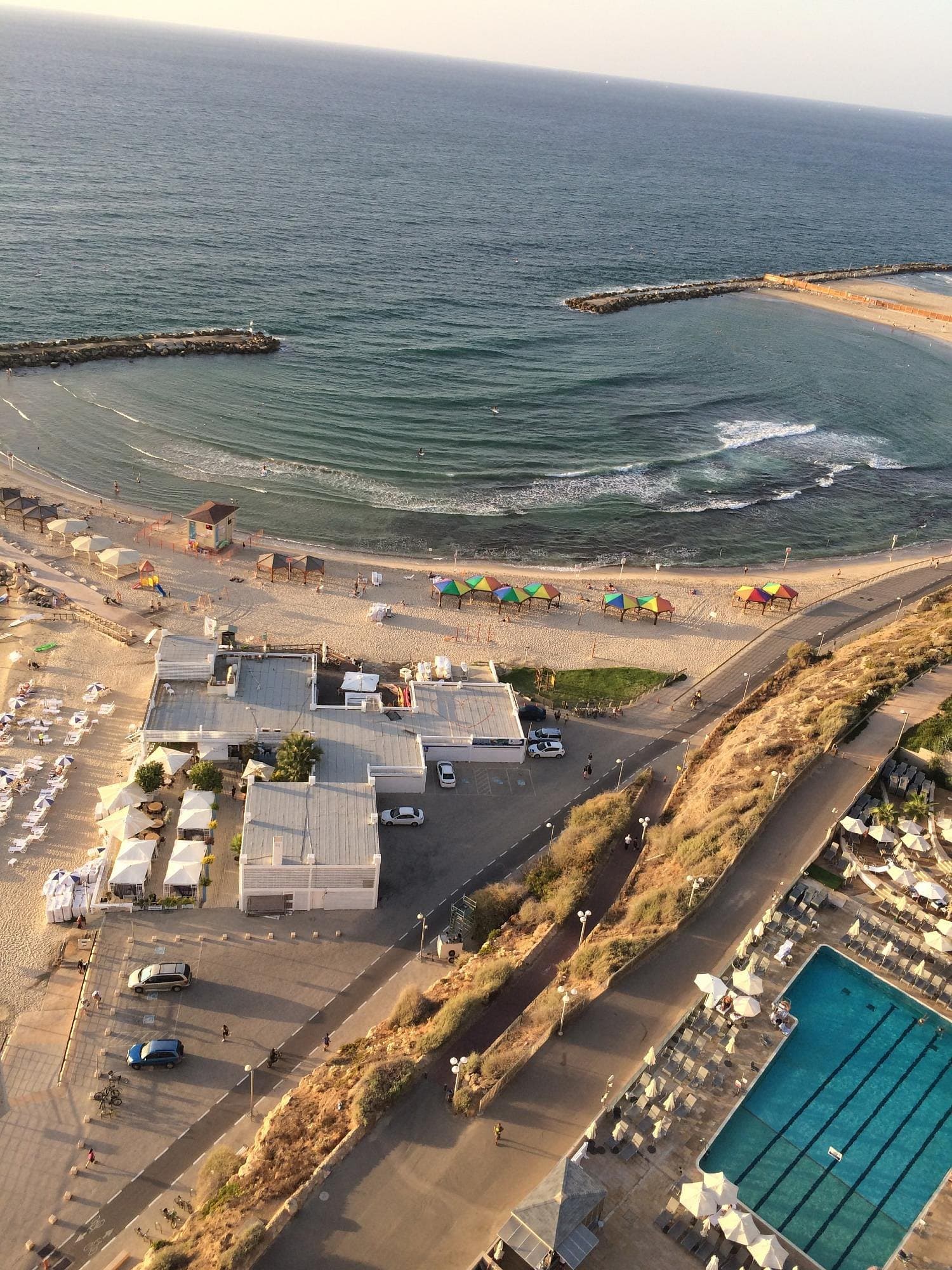 Surfing at Hilton Beach, Tel Aviv, Israel