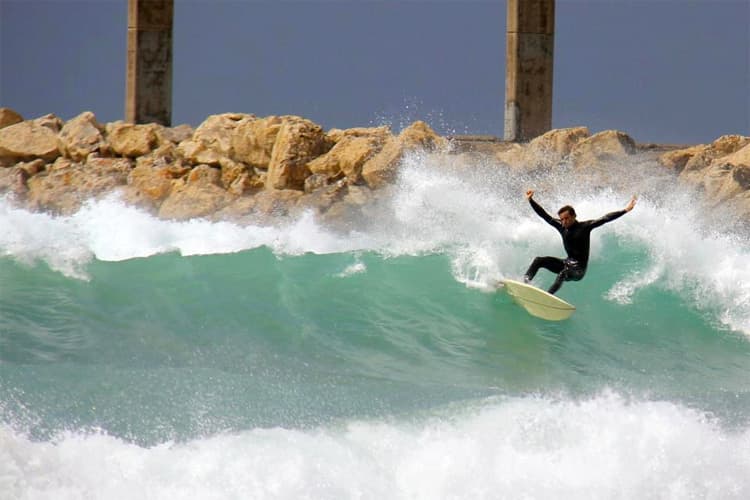 Surfing at Batroun, Batroun, Lebanon