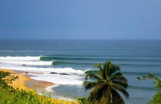 Surfing at Robertsport, Grand Cape Mount, Liberia