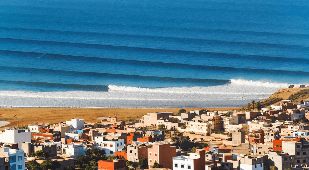 Surfing at Banana Point, Taghazout, Morocco