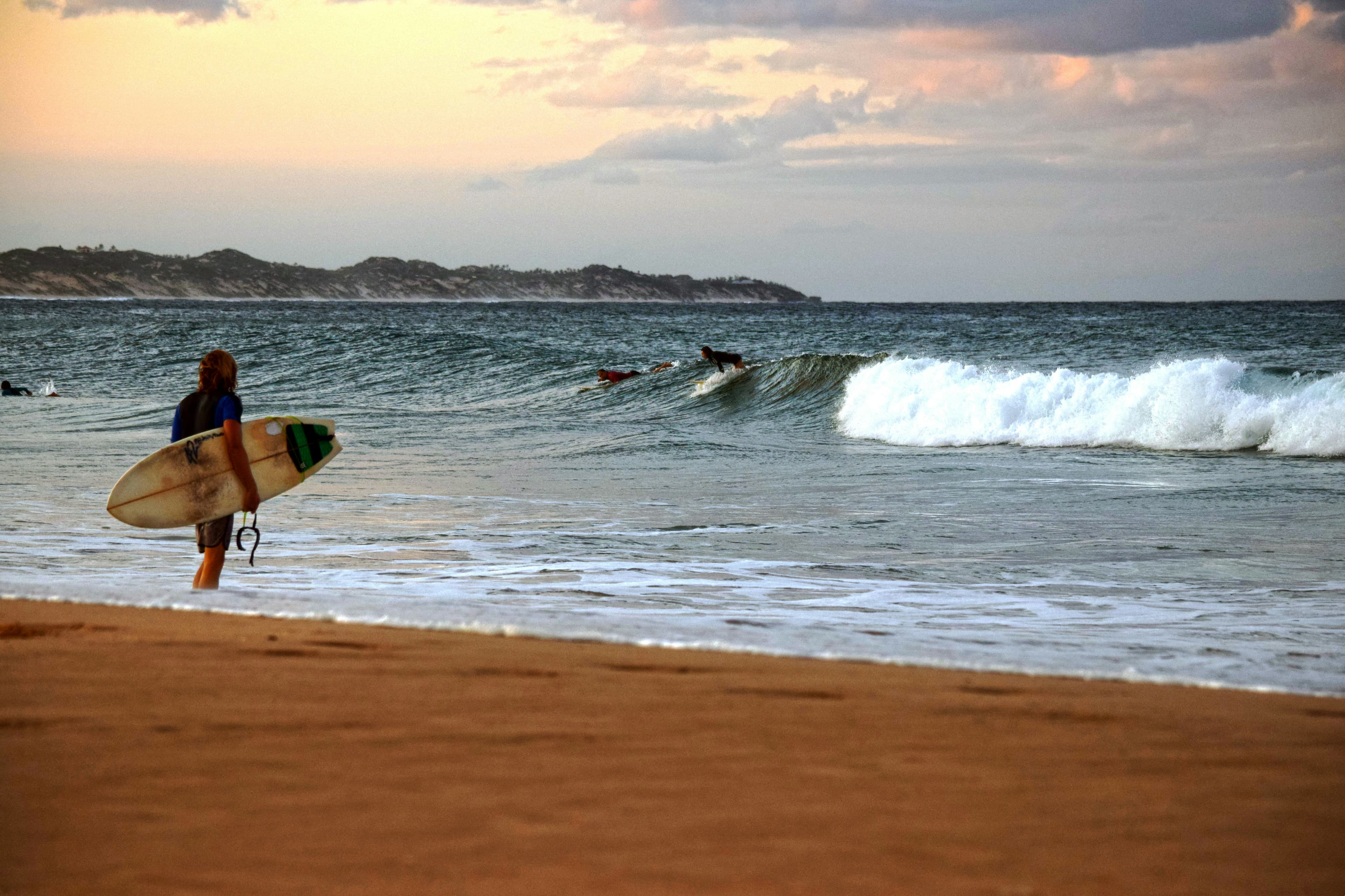 Surfing at Tofo Beach, Inhambane, Mozambique