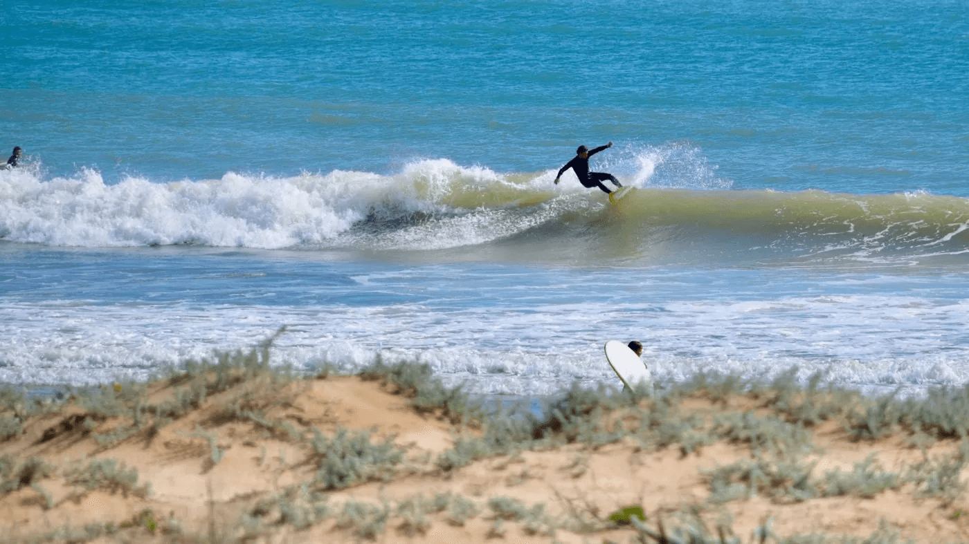 Surfing at Lagos (Meia Praia), Algarve, Portugal