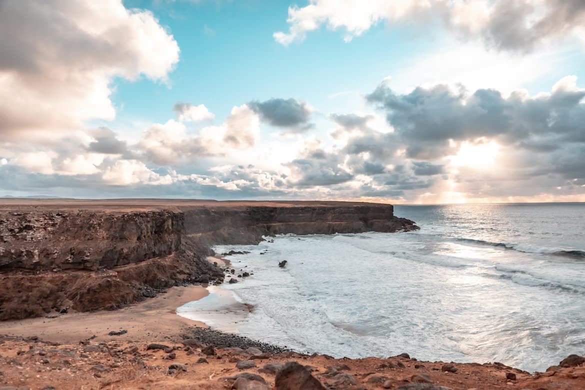 Surfing at El Cotillo, Fuerteventura, Spain