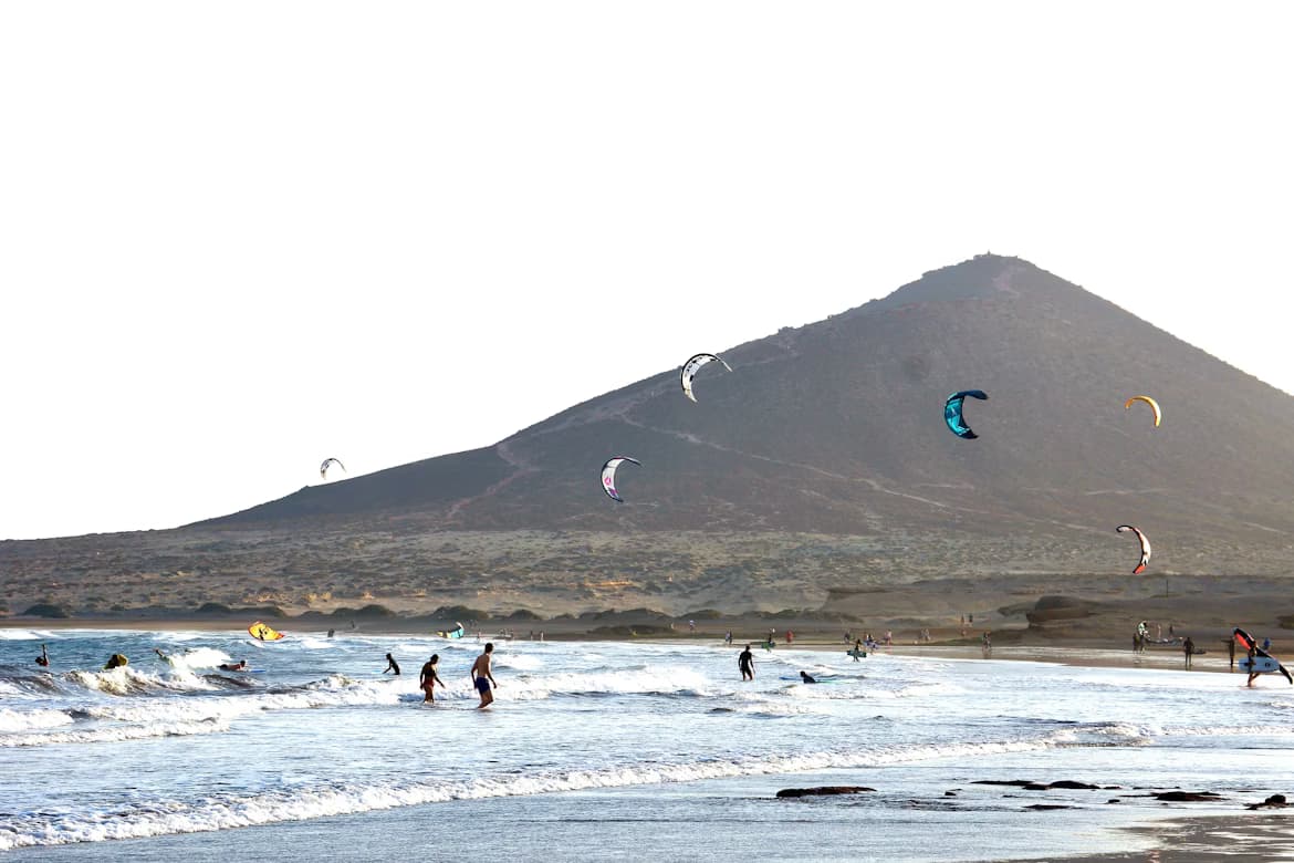 Surfing at El Médano, Tenerife, Spain