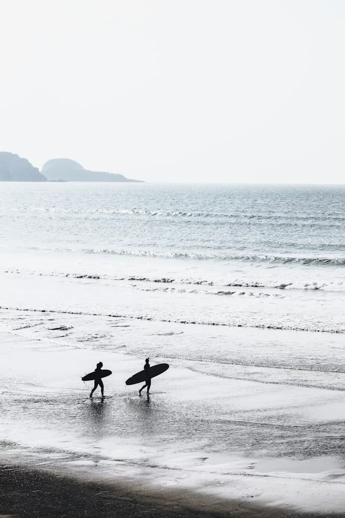 Surfing at Salinas, Asturias, Spain
