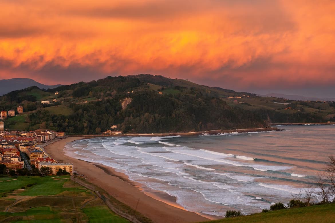 Surfing at Zarautz, Euskadi, Spain