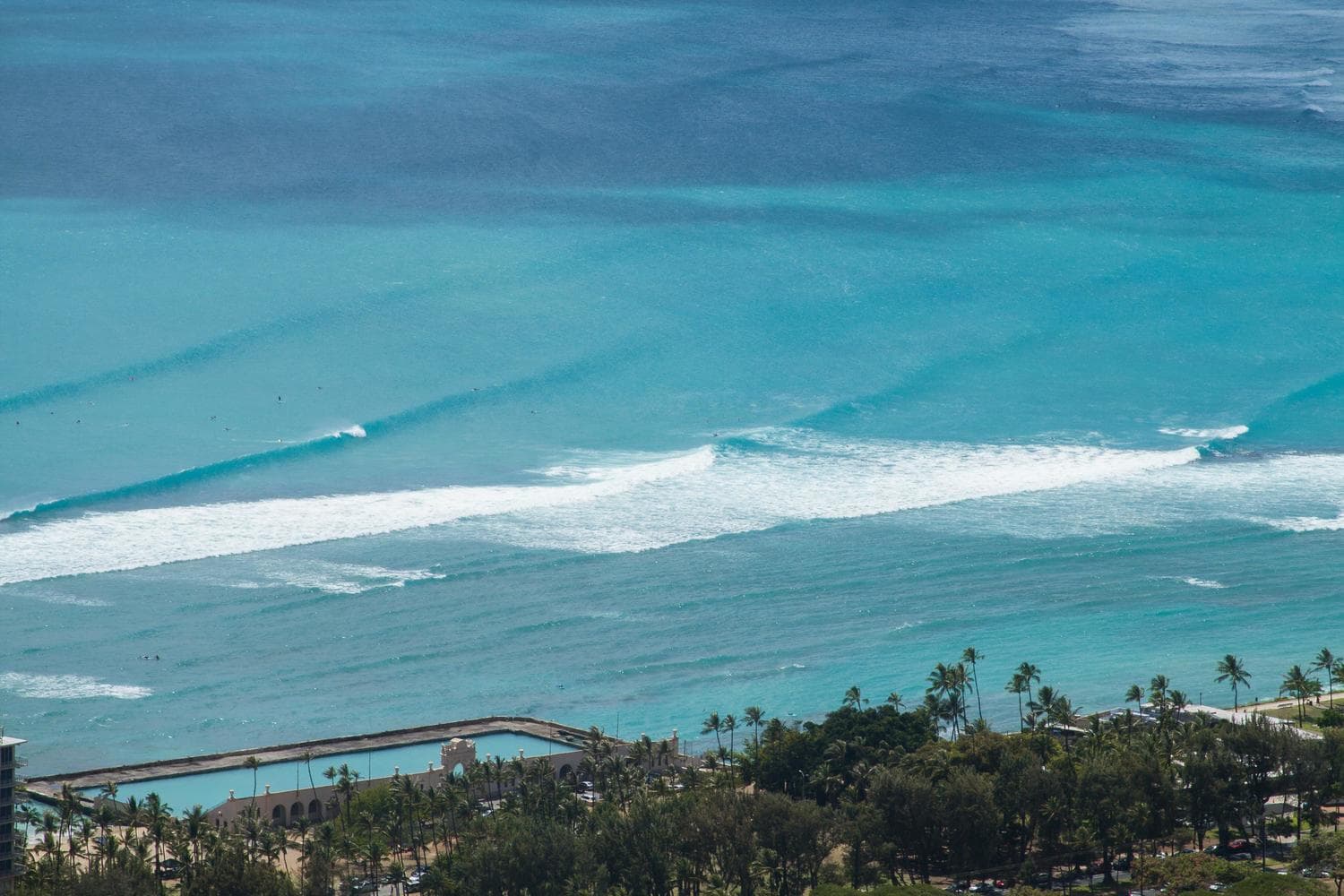 Surfing at Canoes (Waikiki), Oahu, USA