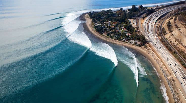 Surfing at Rincon, Santa Barbara, USA