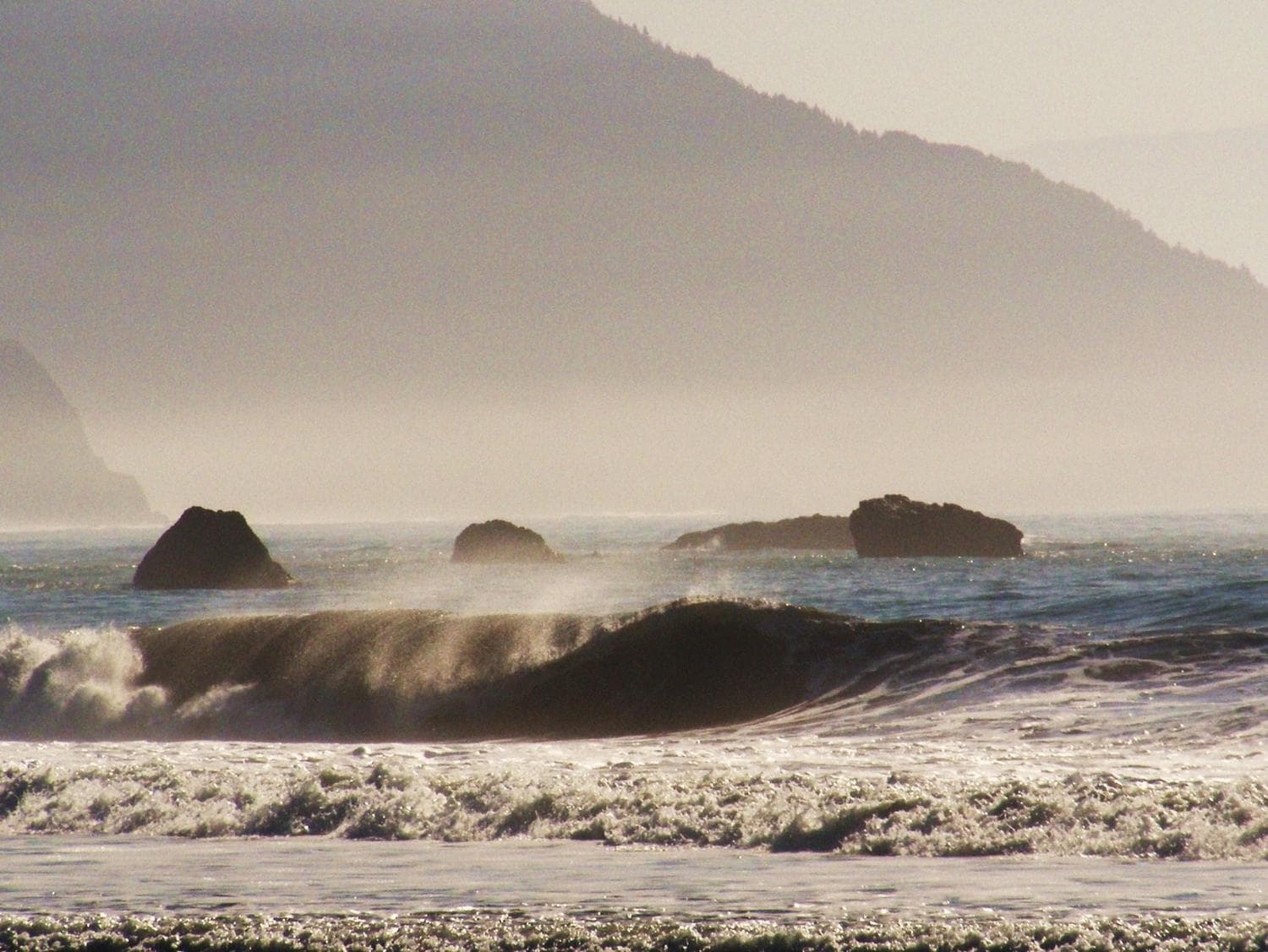 Surfing at Short Sands (Oswald West), Oregon, USA